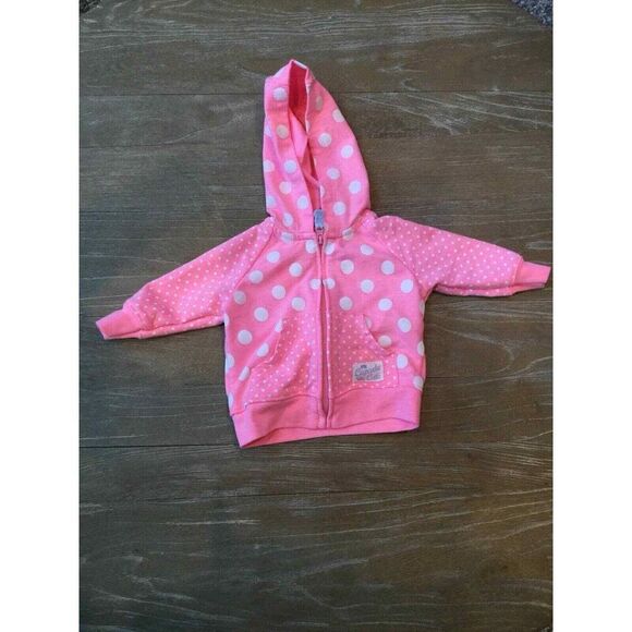 Carter's Baby Girl Zip-Up Hoodie Jacket Sweatshirt 3 months Pink Polka Dot - Picture 1 of 4